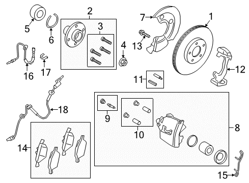 2019 Ford EcoSport Brake Components Front Pads Diagram for GN1Z-2001-J