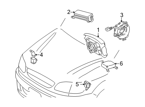 1998 Toyota Sienna Air Bag Components Driver Air Bag Diagram for 45130-08010-B0