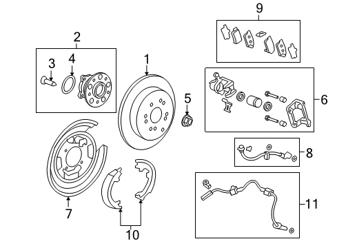 2008 Honda CR-V Rear Brakes Plate, Driver Side Parking Brake Back Diagram for 43120-STK-A02