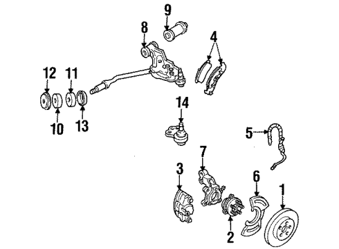 1997 Cadillac Eldorado Front Suspension Components, Lower Control Arm, Stabilizer Bar Brake Pads Diagram for 19287113