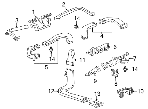 2016 Cadillac ATS Automatic Temperature Controls Defroster Duct Diagram for 22963251