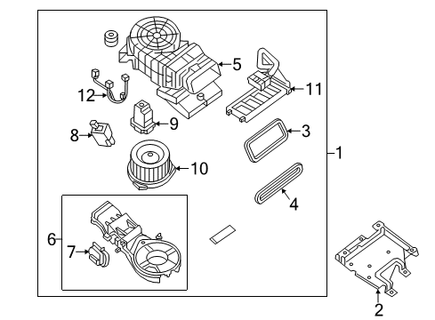 2017 Nissan Pathfinder Blower Motor & Fan Motor Assembly - Blower W/CASE Diagram for 27225-6CA0A