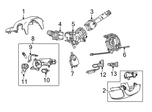 2016 Buick LaCrosse Shroud, Switches & Levers Signal Switch Diagram for 84514422