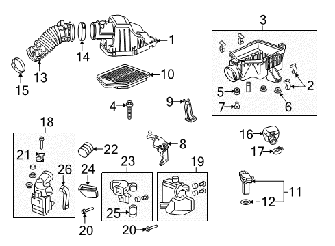 2011 Honda CR-V Powertrain Control Case Set, Air Cleaner Diagram for 17201-REZ-A00