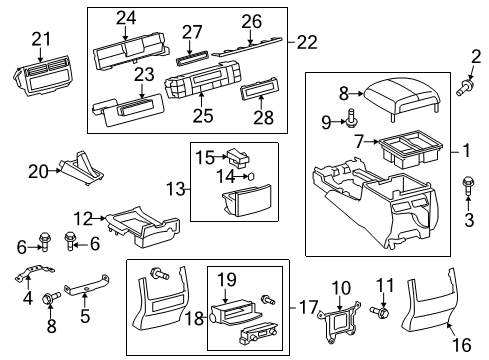 2011 Lexus LX570 A/C & Heater Control Units Box Sub-Assembly, Console Diagram for 58901-60660-C0