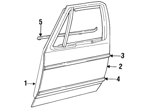 1987 Dodge Ramcharger Door & Components, Exterior Trim Front Door Outer Panel Diagram for 4205729