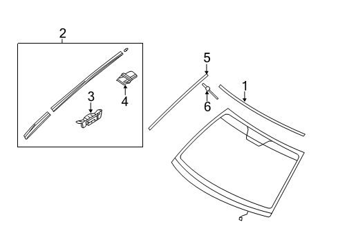 2014 Hyundai Sonata Reveal Moldings Bracket-Wind Shield Molding Mounting, LH Diagram for 86138-3S000