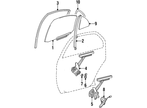 1993 Toyota Corolla Door & Components Weatherstrip, Rear Door Quarter Window, LH Diagram for 68189-12210