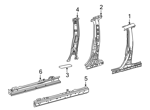 2020 Toyota RAV4 Center Pillar & Rocker Inner Center Pillar Diagram for 61035-0R030