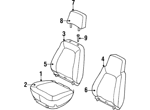 2001 Jeep Cherokee Front Seat Components Cushion Cover And Pad Diagram for RG631AZAA