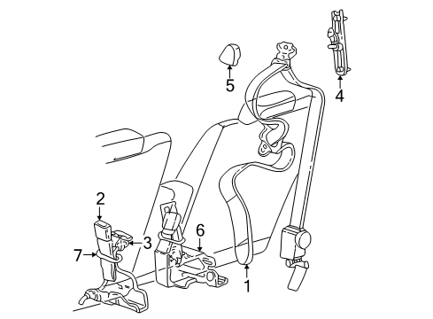 2011 Mercury Grand Marquis Seat Belt Belt Cover Diagram for 9W7Z-5460262-AA