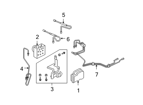 2007 Ford Edge ABS Components Brake Tube Diagram for 7T4Z-2286-A