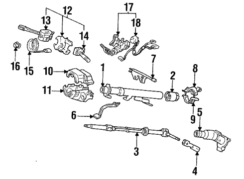 1993 Acura Integra Steering Column, Steering Wheel & Trim Lock Assembly, Steering Diagram for 35100-SK7-A02
