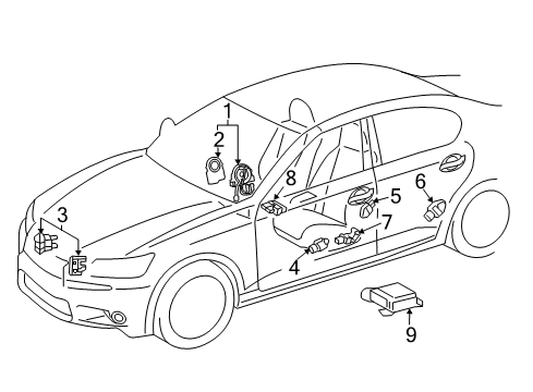 2016 Lexus GS200t Air Bag Components Spiral Cable Sub-Assembly With Sensor Diagram for 84307-60110