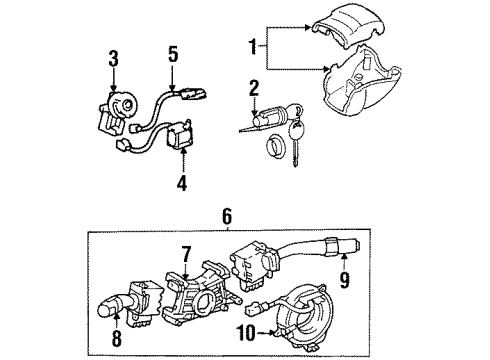 1999 Chevrolet Prizm Shroud, Switches & Levers Cover Set, Steering Column Trim *Neutral Diagram for 94859110