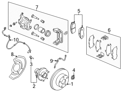 2007 Nissan Quest Anti-Lock Brakes CALIPER Assembly-Front LH, W/O Pads Or SHIMS Diagram for 41011-CN91B