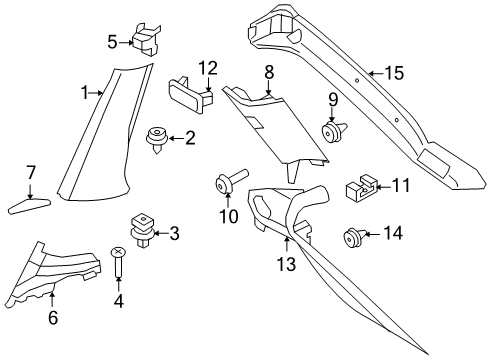 2010 BMW X6 Interior Trim - Quarter Panels Covering Cap Diagram for 51438036247
