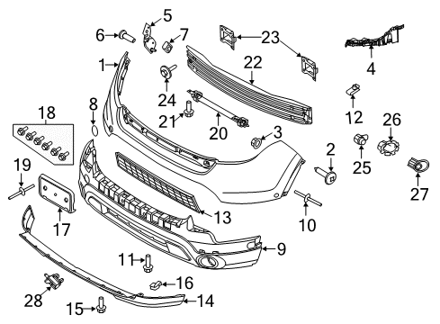2014 Ford Police Interceptor Utility Front Bumper Valance Nut Diagram for -W715051-S439