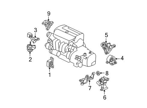 2003 Honda CR-V Engine & Trans Mounting Stopper, FR. Engine Diagram for 50840-S7C-980