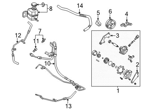 2001 Toyota Sienna P/S Pump & Hoses, Steering Gear & Linkage Reservoir Assembly Diagram for 44360-08010