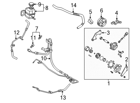 2001 Toyota Sienna P/S Pump & Hoses, Steering Gear & Linkage Tube Assy, Pressure Feed Diagram for 44410-08021