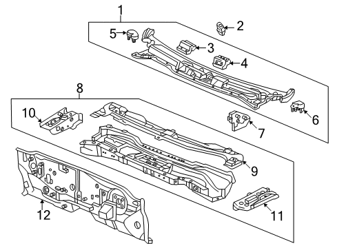 2000 Honda Accord Cowl Clip, Cowl Top Diagram for 90652-S0A-003