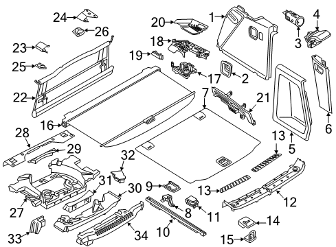 2020 BMW X3 Interior Trim - Rear Body Socket Mount Diagram for 51476964057