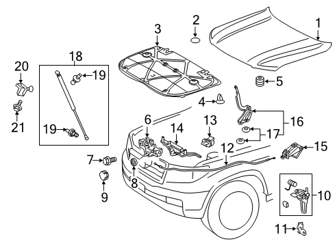 2016 Toyota Land Cruiser Hood & Components Bracket, Hood Stay Diagram for 53337-60010