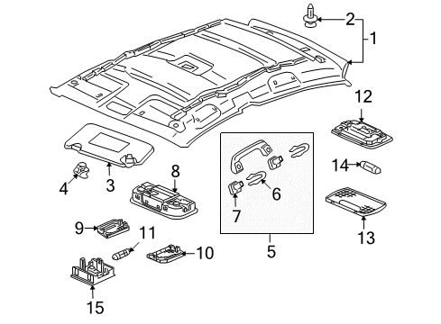 2014 Honda Insight Interior Trim - Roof Holder, Sunvisor *NH686L* (LIGHT WARM GRAY) Diagram for 88217-TF0-003ZE