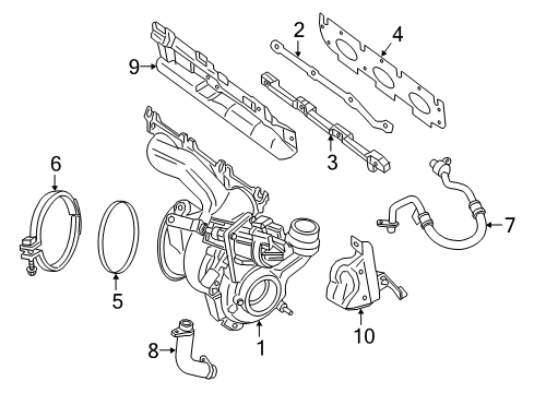 2014 BMW i8 Turbocharger Fastening Strip, Exhaust Manifold, Top Diagram for 11627625162