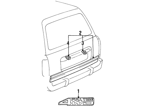 1997 Lexus LX450 Exterior Trim - Tail Gate Moulding Sub-Assy, Back Door, Outside Diagram for 75801-60020-E0