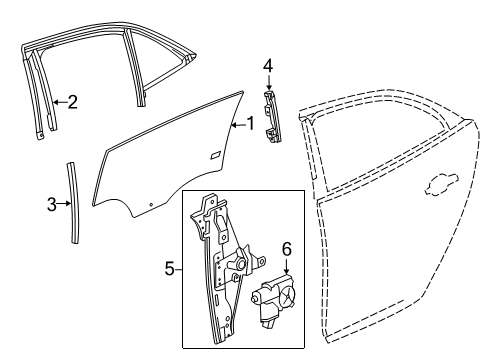 2014 Chevrolet Malibu Rear Door Fixed Glass Diagram for 23478314