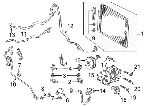 2003 Lexus GX470 A/C Condenser, Compressor & Lines Reman A/C Compressor Diagram for 88320-6A101-84