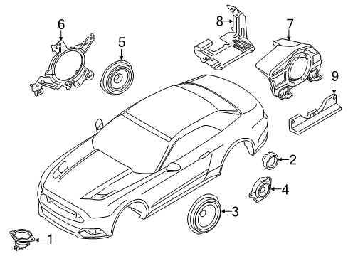 2020 Ford Mustang Sound System Quarter Panel Speaker Bracket Diagram for FR3Z-18807-B