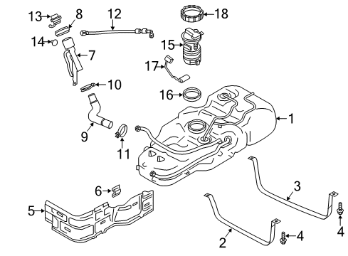 2015 Chevrolet City Express Fuel Supply Tank Strap Bolt Diagram for 19316136