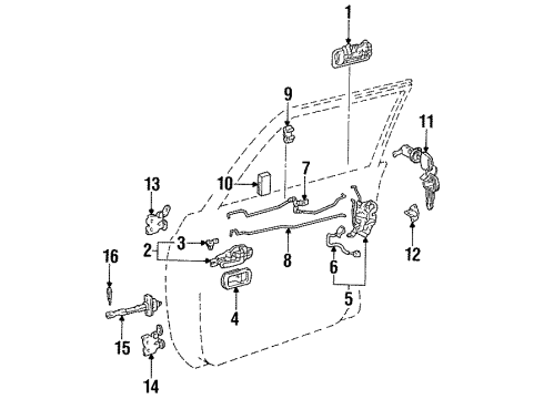 1997 Toyota Land Cruiser Front Door - Lock & Hardware Handle, Inside Diagram for 69206-60040-B0