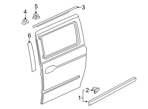 2005 Honda Odyssey Exterior Trim - Side Loading Door Protector, L. RR. Door Diagram for 75323-SHJ-A02