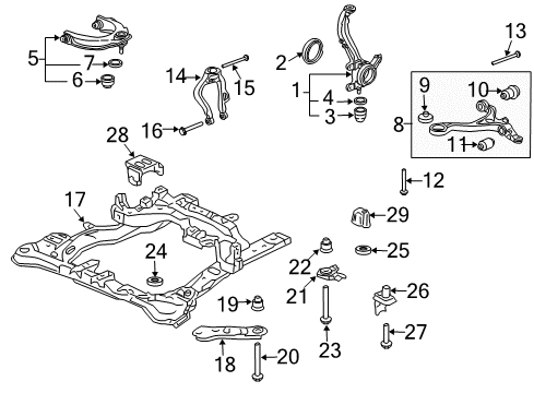 2008 Acura TL Anti-Lock Brakes Sensor Assembly, Right Front Diagram for 57450-SEP-A01