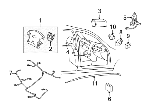 2006 Hyundai Azera Air Bag Components Steering Wheel Air Bag Clock Spring Diagram for 93490-3L011