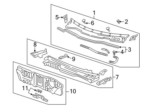 1996 Acura Integra Cowl Dashboard (Lower) Diagram for 61500-ST7-A10ZZ
