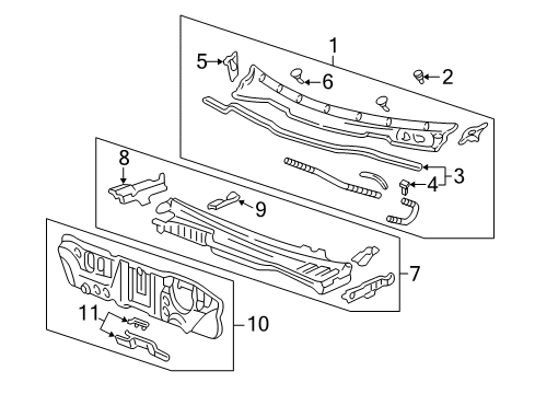 1997 Acura Integra Cowl Dashboard (Lower) Diagram for 61500-ST7-R00ZZ