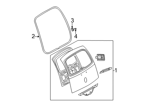 2009 Chrysler PT Cruiser Gate & Hardware LIFTGATE Diagram for 68045677AB