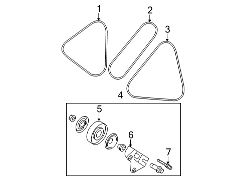 2006 Kia Spectra5 Belts & Pulleys Pac K Diagram for 231292D520DS