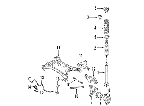 2005 Nissan 350Z Rear Suspension Components, Lower Control Arm, Upper Control Arm, Stabilizer Bar Housing Rear Axle LH Diagram for 43019-AL50A