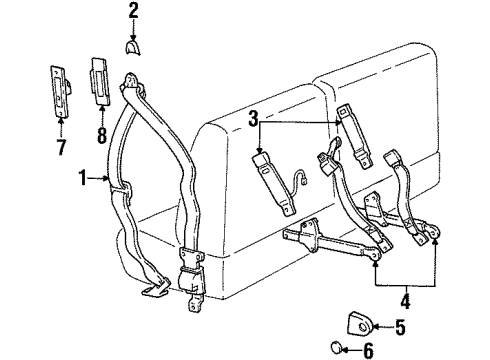 1997 Mercury Mountaineer Seat Belt Support Plug Diagram for F57Z-10611B32-D