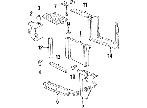 1987 Chevrolet Chevette Radiator & Components Radiator Assembly Diagram for 3040829