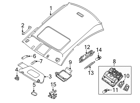 2014 Nissan Maxima Interior Trim - Roof Lamp Assembly Map Diagram for 26430-9DG0A