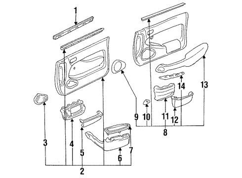 1995 Toyota Camry Interior Trim - Door Weatherstrip Assy, Front Door Glass, Inner Diagram for 68220-AA010