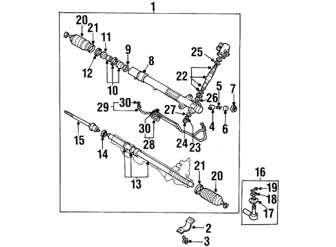 1999 Mitsubishi Eclipse Steering Column & Wheel, Steering Gear & Linkage Steering Gear Diagram for MB910690