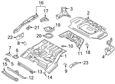 2000 Infiniti QX4 Rear Body - Floor & Rails Floor-Rear, Front Diagram for 74512-0W730